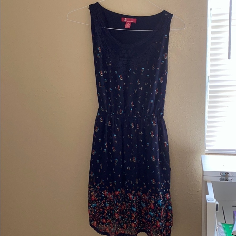 blue knee length dress